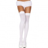 White Opaque Thigh High Stocking Queen Size 4745